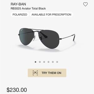 Ray Ban Aviator / Polarized, Total Black